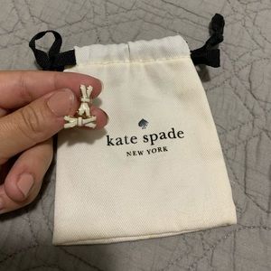 Kate Spade cream and gold double bow stud earrings